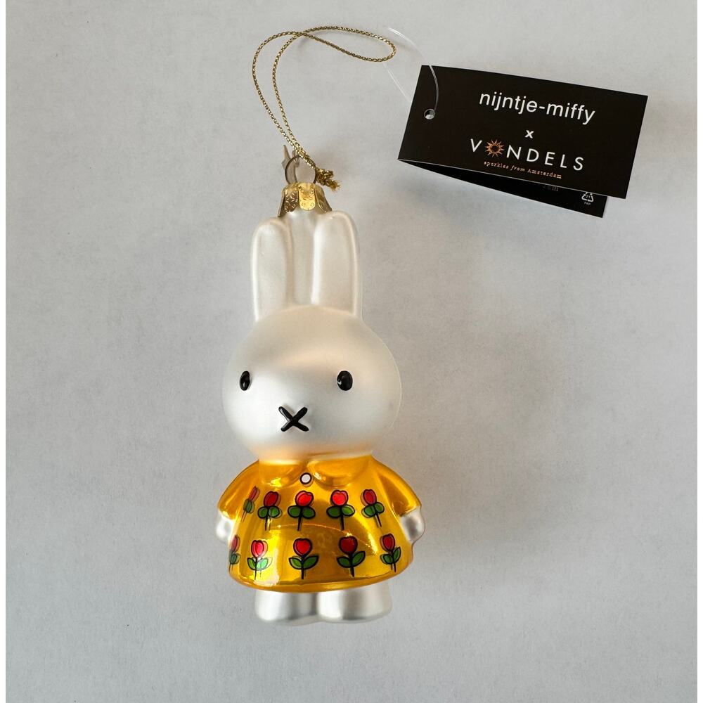 Miffy Ornament nijntje-miffy x Vondels Gold Dress with Red Tulips Christmas NEW